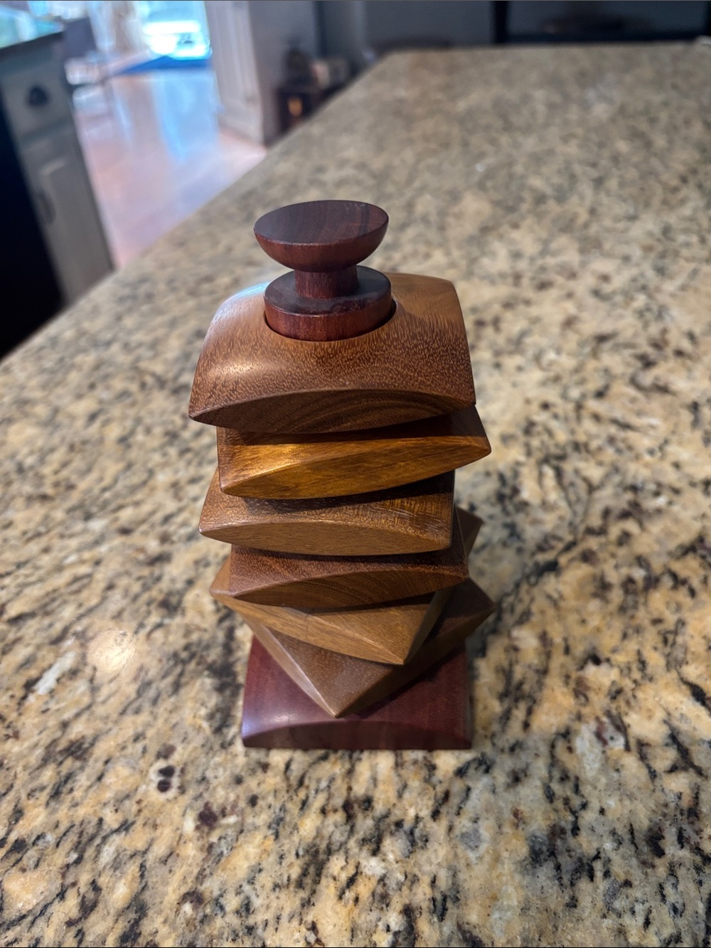 Vintage Mid-Century Modern Interlocking Wooden Coaster Set by Matador
